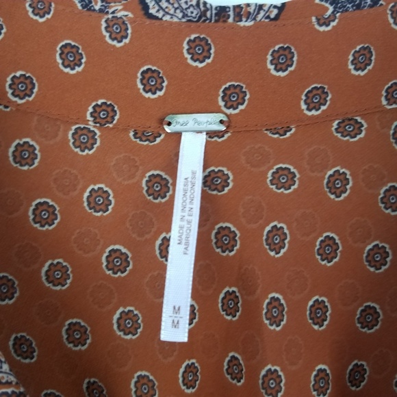 Free People Burnt Orange Paisley Button Down M - Picture 7 of 8